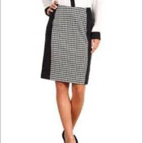 MICHAEL Michael Kors Houndstooth Black/White Straight Pencil Skirt Size 6 Petite - Picture 1 of 7
